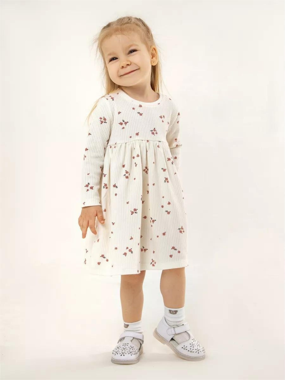 Платье хлопковое детское с длинным рукавом 