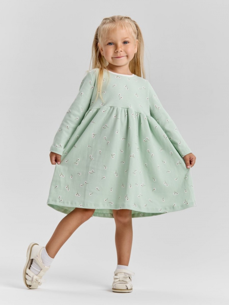 Платье хлопковое с длинным рукавом в садик 