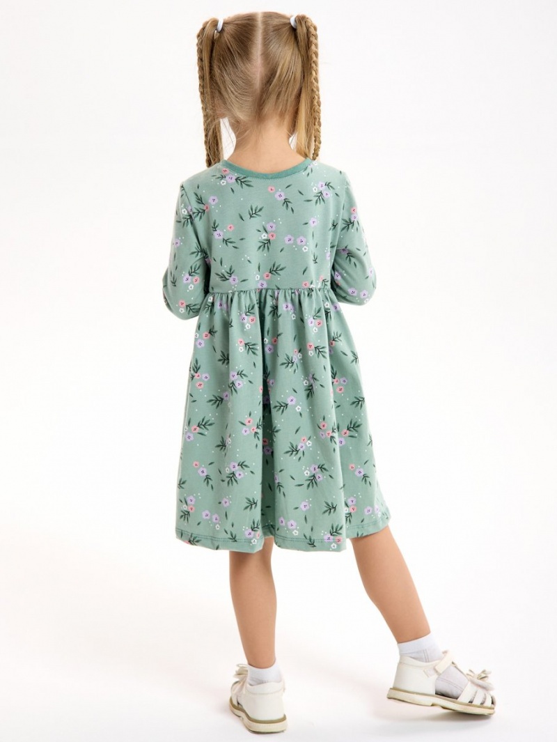 Платье хлопковое в садик с длинным рукавом 