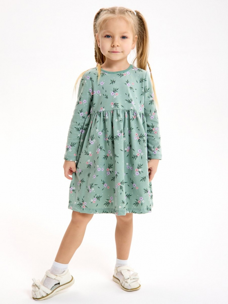 Платье хлопковое в садик с длинным рукавом 