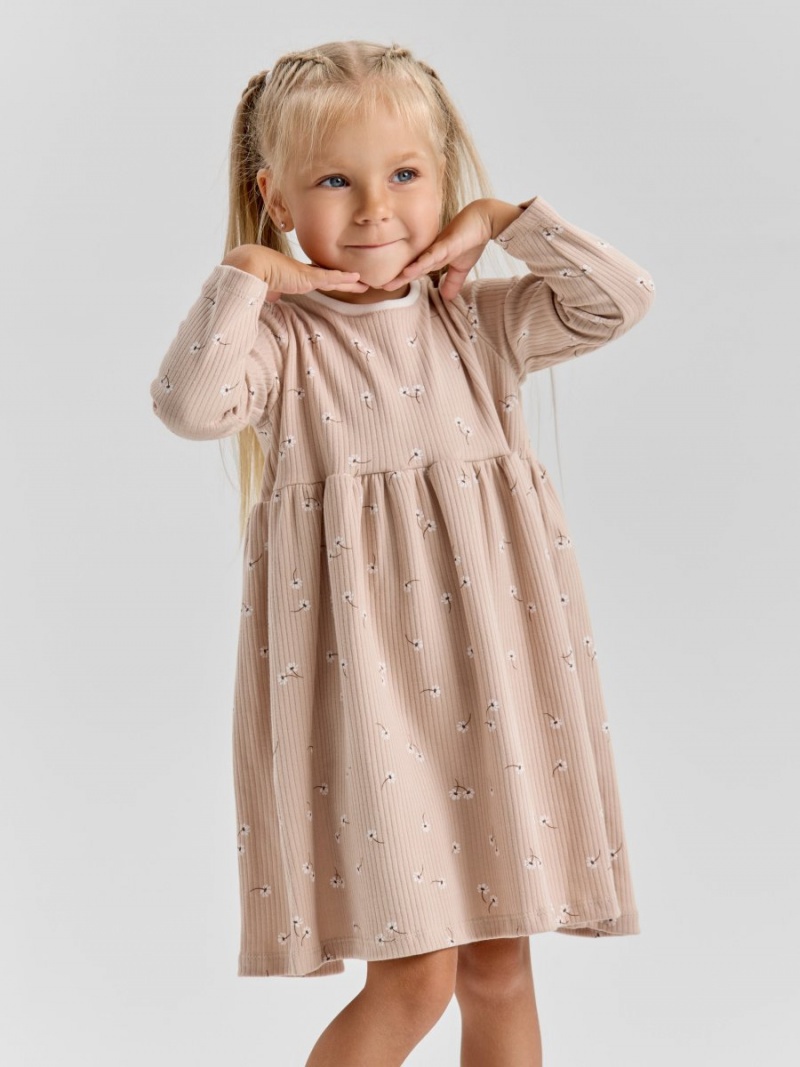 Платье хлопковое с длинным рукавом в садик 