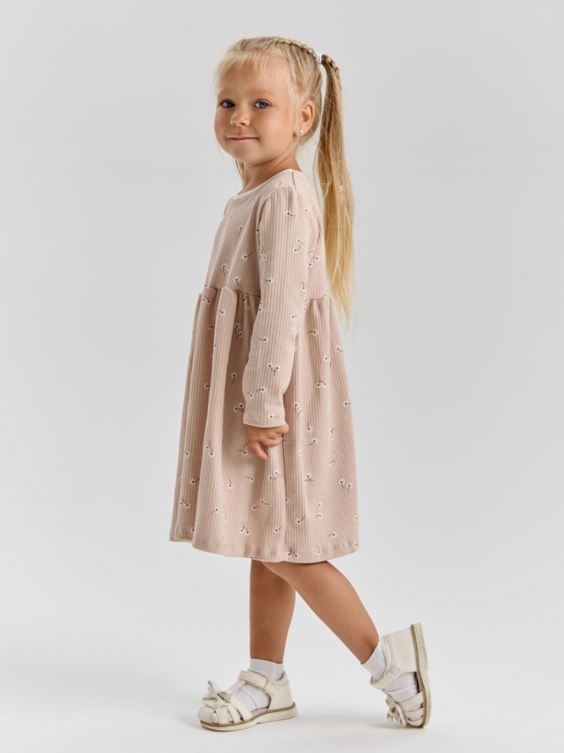 Платье хлопковое с длинным рукавом в садик 