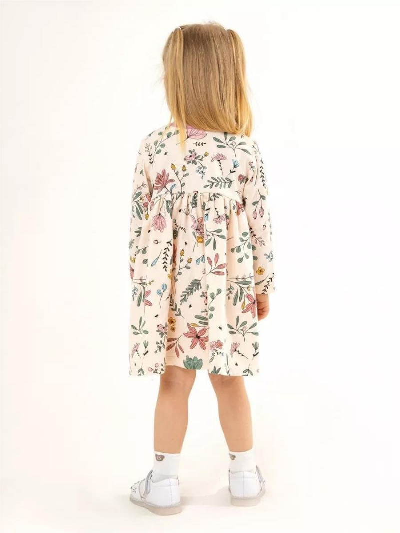 Платье хлопковое в садик с длинным рукавом 
