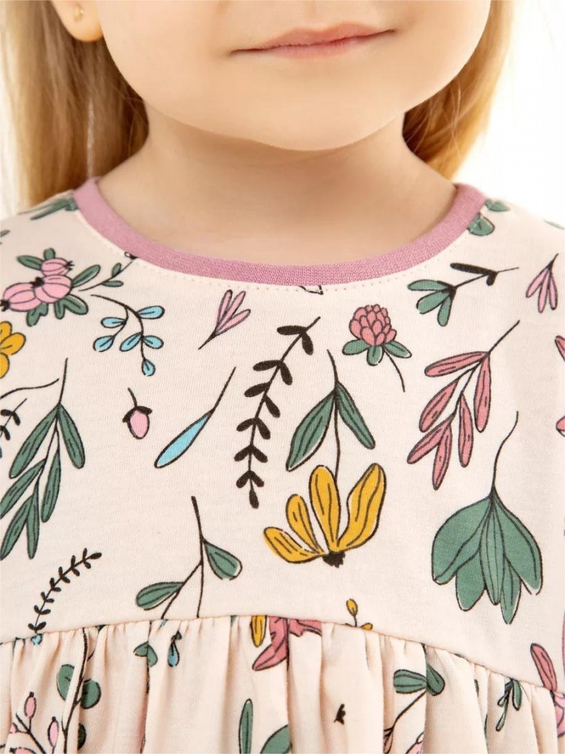 Платье хлопковое в садик с длинным рукавом 