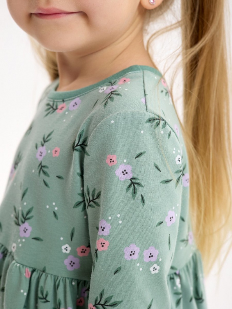 Платье хлопковое в садик с длинным рукавом 